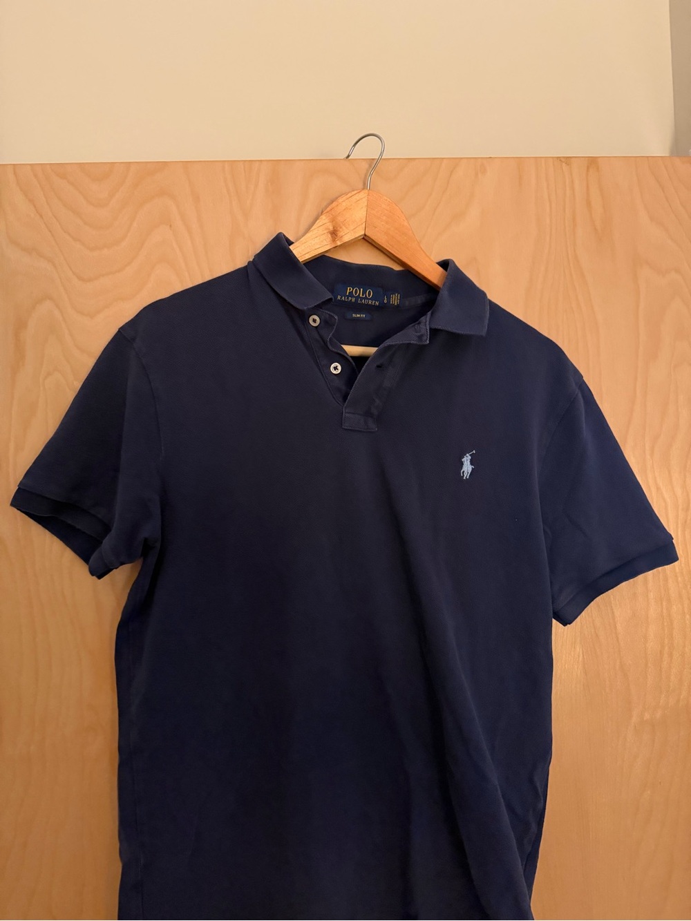 Polo by Ralph Lauren Men's Dark Navy Pique Polo  (Large Slim Fit)